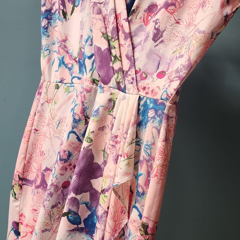 Floral Wrap Dress in Pink and Purple
